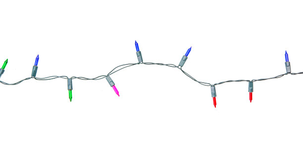 圣诞彩灯串孤立的白色背景与剪辑路径图片下载