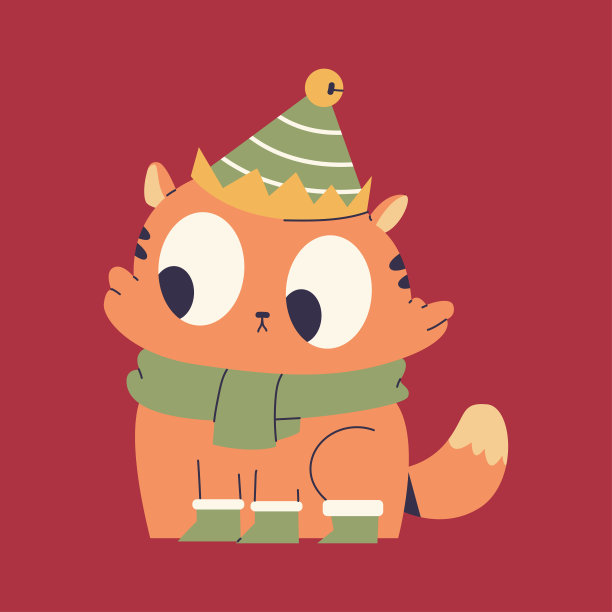 可爱的圣诞猫在精灵服装向量卡通插图孤立的背景。图片下载