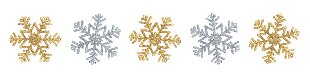 闪闪发光的雪花孤立在白色的背景上。图片下载