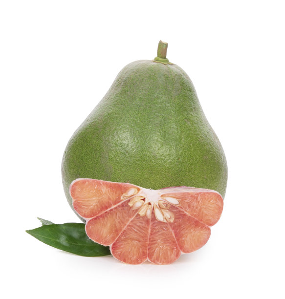 柚子果孤立在白色背景图片下载