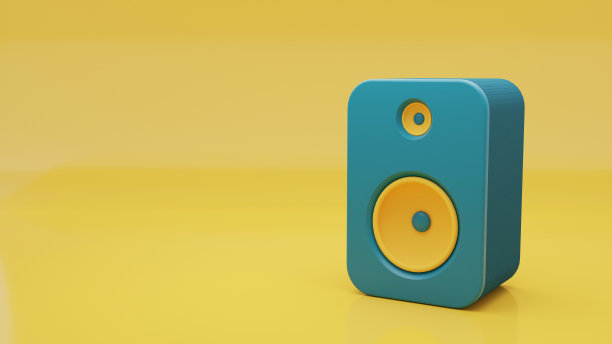 3D渲染音频单扬声器，明亮的音乐派对背景图片下载