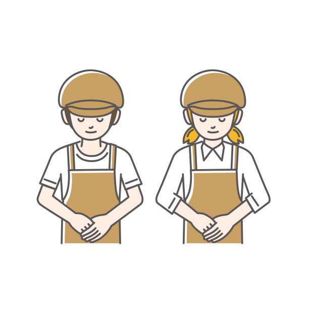 咖啡馆职员的鞠躬插图图片下载