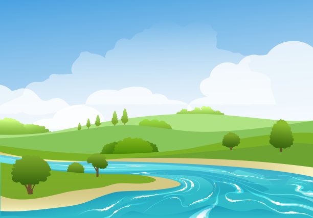 夏天的河流景观图片下载