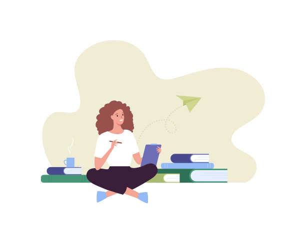 教育概念：扁平风格女性学习插画图片下载