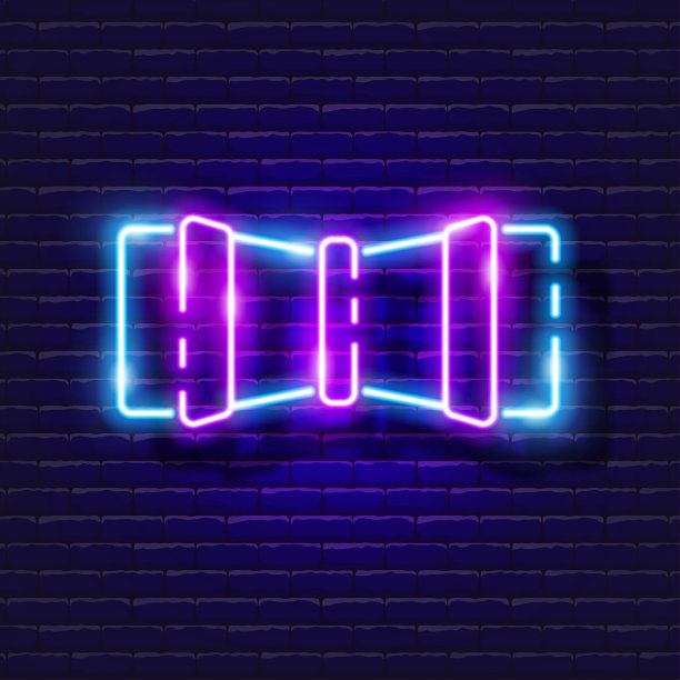 软管连接霓虹灯图标。灌溉系统，浇水系统，发光标志软管及配件。矢量插图设计，网站，广告，商店，商品图片下载