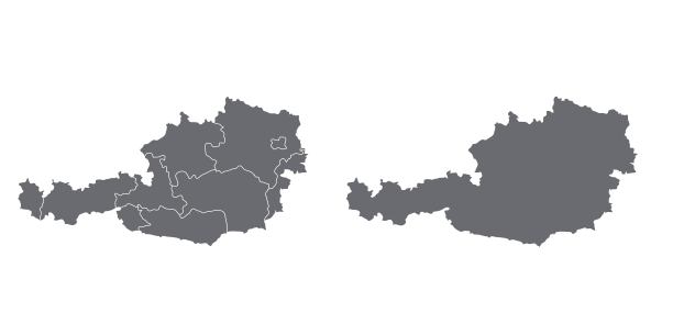 奥地利简易地图墨卡托投影填充轮廓图片下载