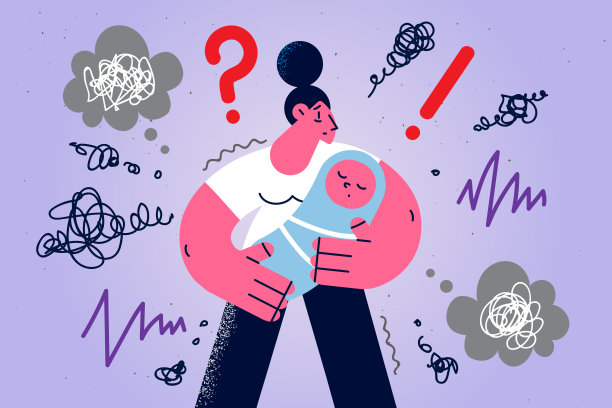 伤心的年轻母亲带着孩子遭受产后抑郁症图片下载