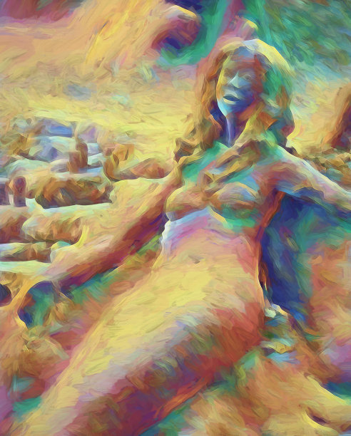 绘画抽象的美人鱼沙雕图片下载