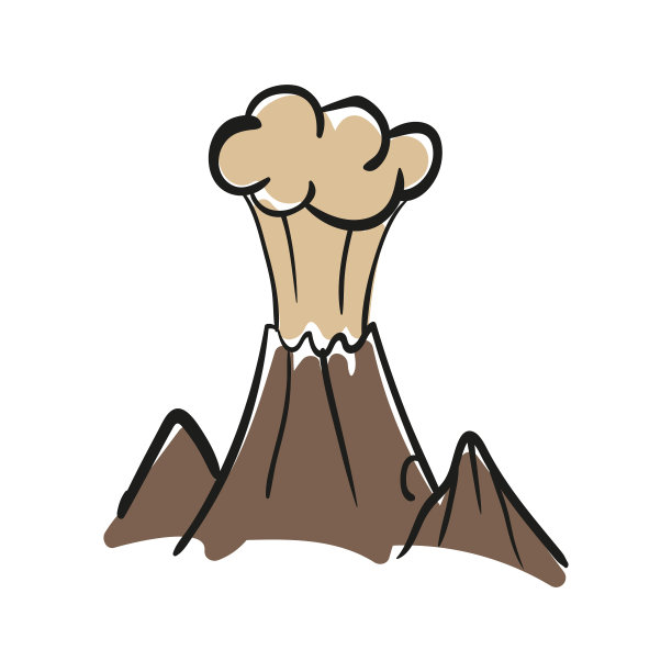 矢量火山涂鸦图标。手绘草图。卡通标志符号图片下载