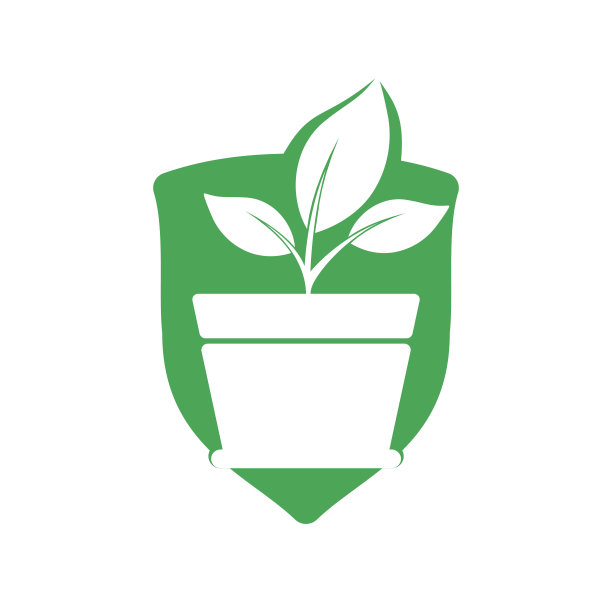 花盆和植物标志。增长向量的标志。图片下载