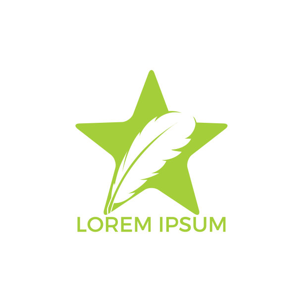 星形羽毛矢量标志设计。教育和机构标志设计模板。图片下载