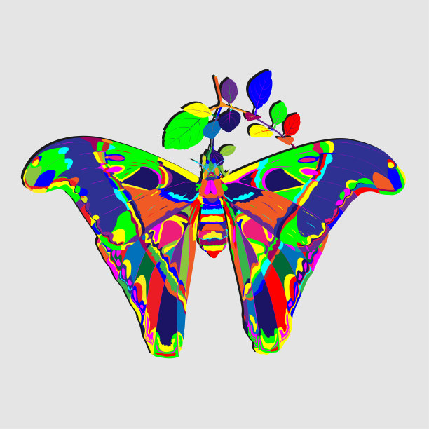 蝴蝶迷幻波普艺术设计图片下载