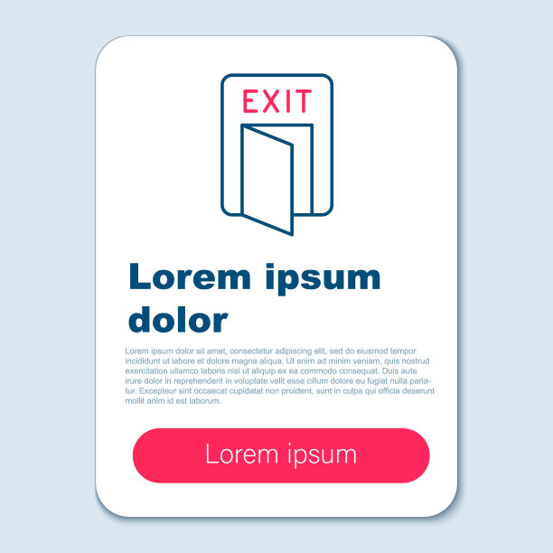 线消防出口图标孤立在灰色背景。火灾紧急图标。色彩斑斓的轮廓的概念。向量图片下载