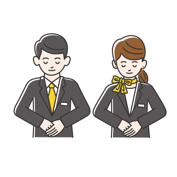 男男女女正穿着西装鞠躬图片下载