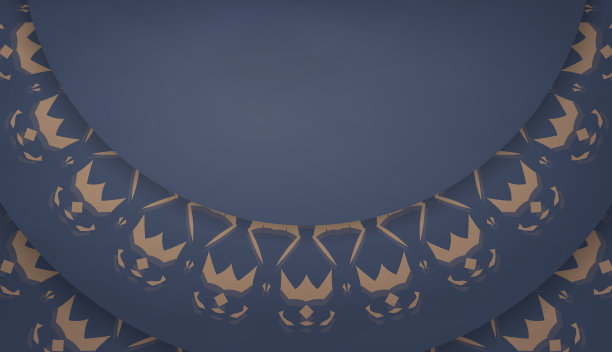 蓝色横幅模板与豪华的棕色图案，并在您的文本下图片下载