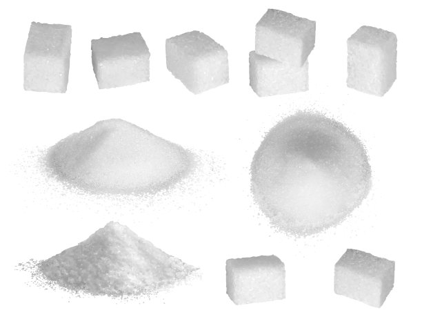 糖的谷物。糕点配料准备美味的产品糖在方形形式体面的矢量现实的收集图片下载