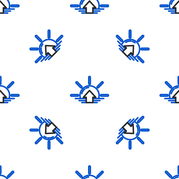 线日出图标孤立无缝图案在白色背景。色彩斑斓的轮廓的概念。向量图片下载