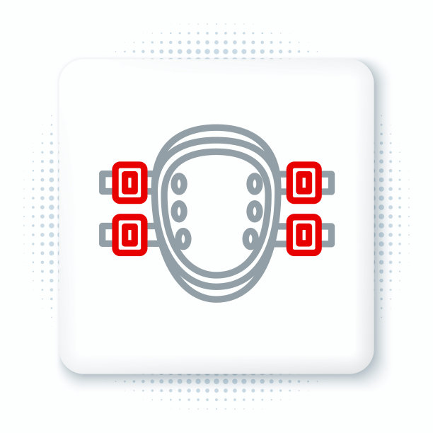 线膝盖垫图标孤立在白色背景。极限运动。运动设备。滑板、自行车、轮滑防护装备。色彩斑斓的轮廓的概念。向量图片下载