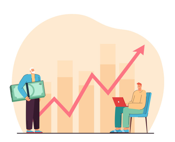 拿着钱的小个子男人和带着笔记本电脑的工人图片下载