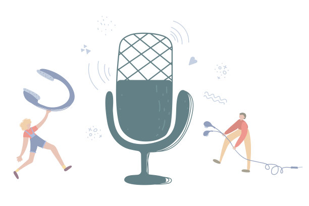 播客，广播，音频节目。戴着耳机和麦克风的男人。网络广播，多媒体娱乐图片下载