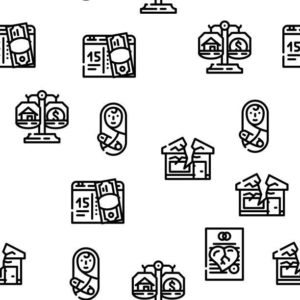 离婚夫妇取消婚姻矢量无缝模式图片下载