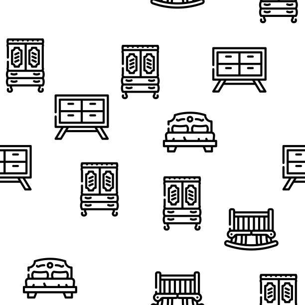 家具房室内矢量无缝图案图片下载