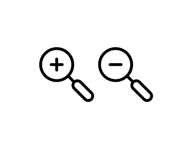 放大和缩小图标。简单的放大，缩小，放大镜玻璃图标，符号。矢量插图。放大镜图标，放大镜图标，搜索图标，放大镜图标矢量。图片下载