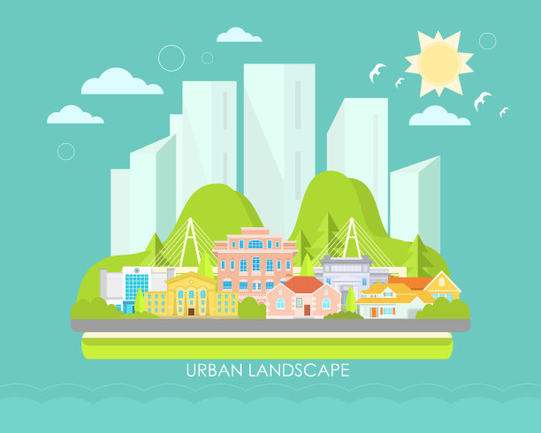 矢量海报与城市景观。城市的观点。现代的城市。图片下载