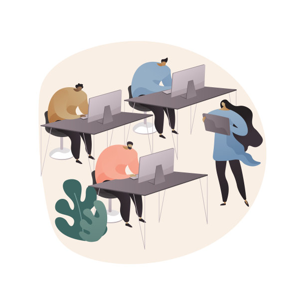 计算机实验室抽象概念矢量插图。图片下载