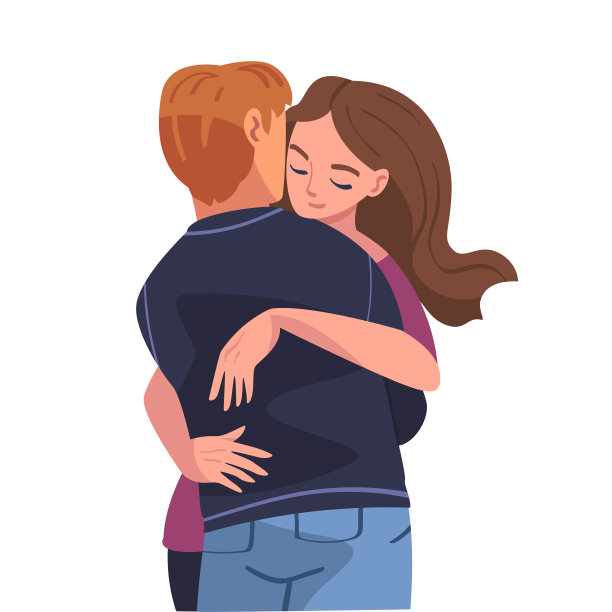 男人和女人性格拥抱和拥抱彼此表达友好的感觉矢量插图图片下载