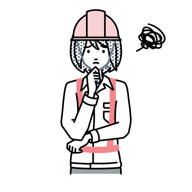 一名在建筑工地工作的妇女用手指托着下巴站起来有困难图片下载