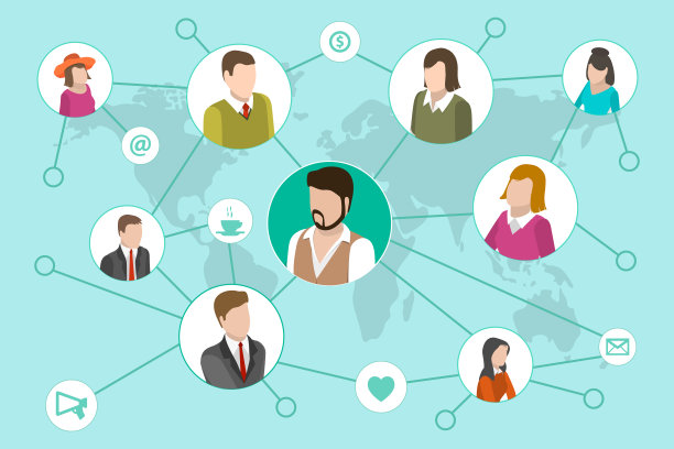 社交网络的三维等距平面矢量概念图图片下载