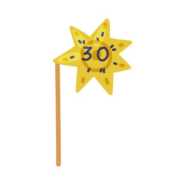 极点或棍与明星作为派对生日照片展台道具矢量插图图片下载