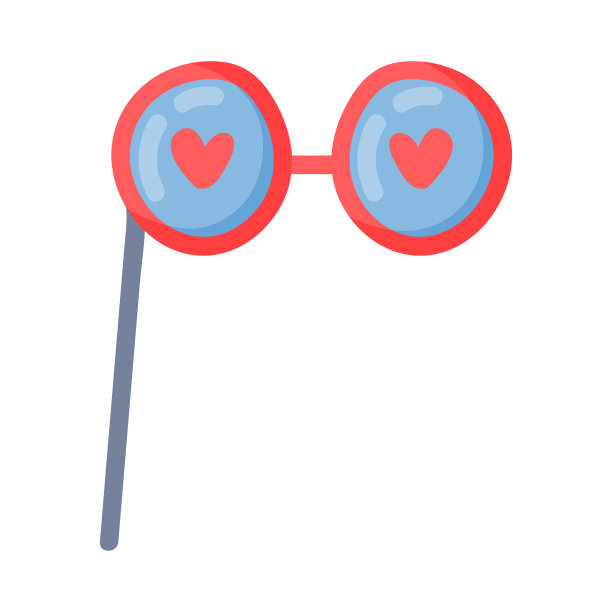 带眼镜的杆子或棍子作为派对生日照片展台道具矢量插图图片下载