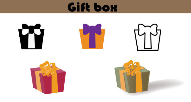 一套礼品盒。各种形象的盒子与弓。礼物图标。3 d的盒子。等距。白色背景。矢量插图。图片下载