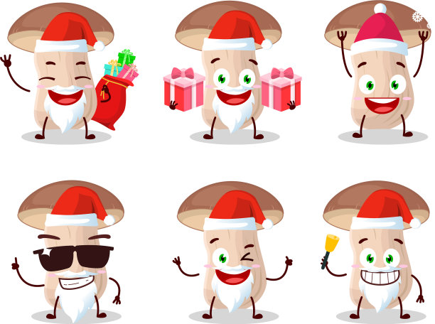 圣诞老人表情符号与棕色帽子牛肝菌图片下载