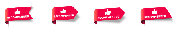 建议的标记集隔离。矢量红色标签或贴纸。推荐的旗帜图片下载