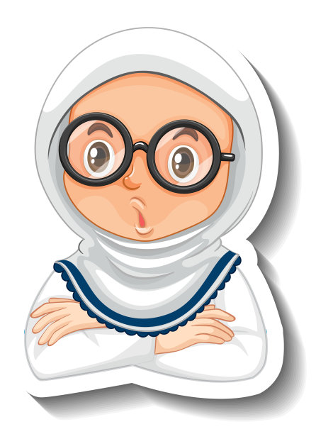 白色背景上的科学家女孩贴纸图片下载