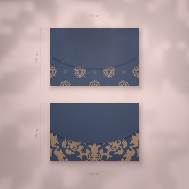 商务名片模板以蓝色与印度棕色的图案为你的个性。图片下载