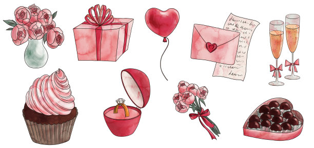 画一组情人节的符号图片下载