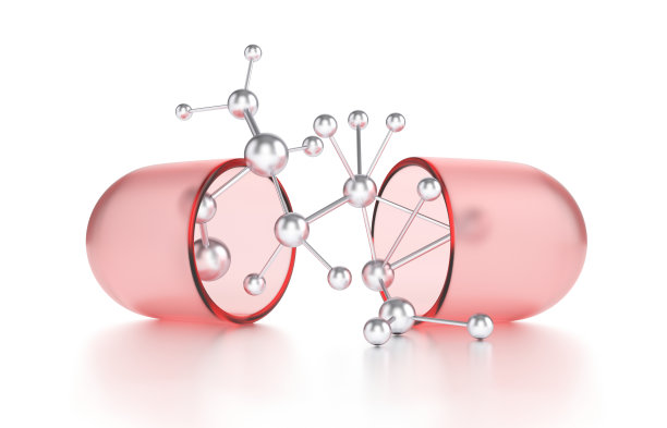 具有分子结构的红色胶囊图片下载