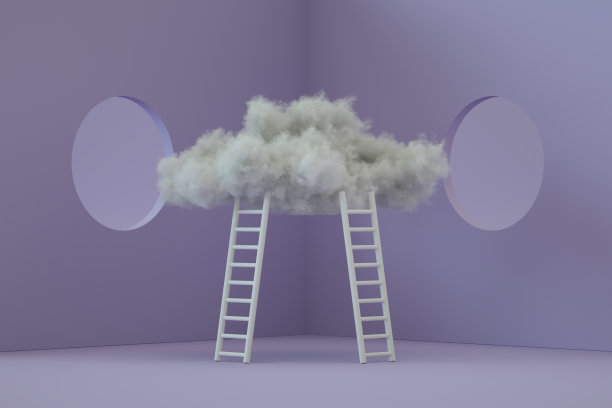 楼梯通向云端，成功的阶梯概念图片下载