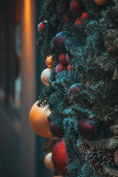 用球装饰圣诞树图片下载