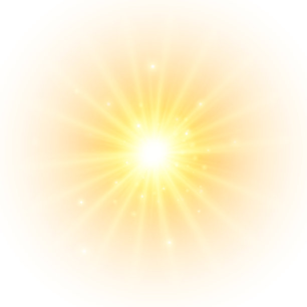 闪着黄色的太阳，星星闪闪发光。图片下载