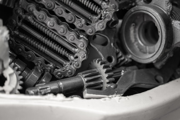 机械齿轮箱或发动机的机械设备部分。图片下载
