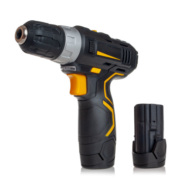 电动螺丝刀，电钻，带可拆卸电池，备用，附加，隔离在白色图片下载