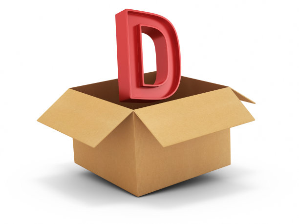 3D渲染字母字母D在纸板盒白色背景股票照片图片下载