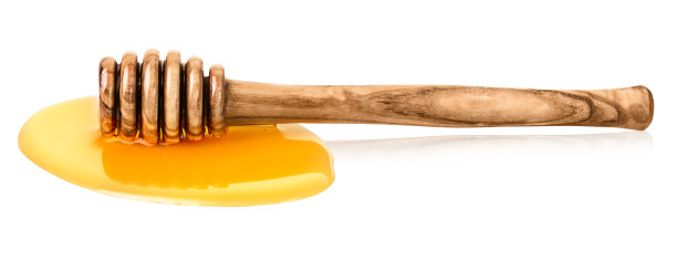 蜂蜜棒与水坑蜂蜜在白色背景。图片下载