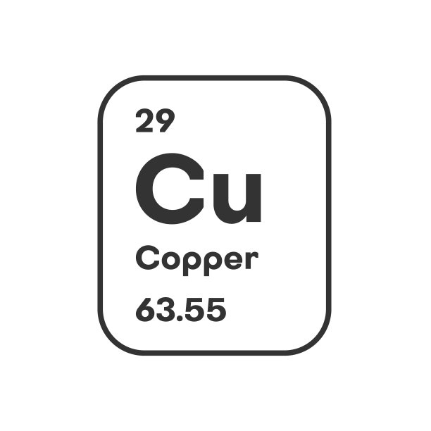 元素周期表中化学元素铜的符号，包括原子序数和原子量图片下载