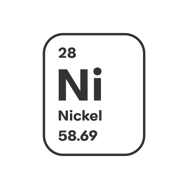 化学元素镍的符号，在元素周期表中可见，包括原子序数和原子量图片下载